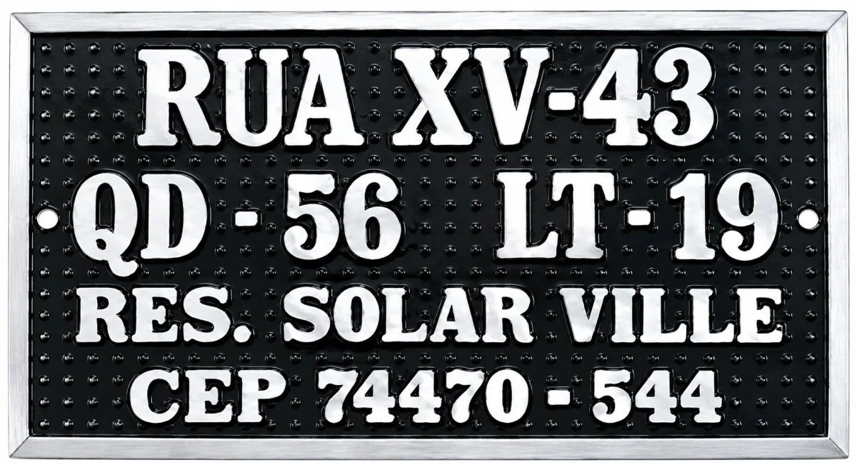Placa de endereço toda de aluminio